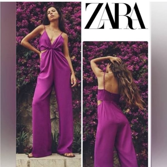 Zara Twisted Strap Cut-out Jumpsuit in Magenta - Size M - Picture 6 of 10